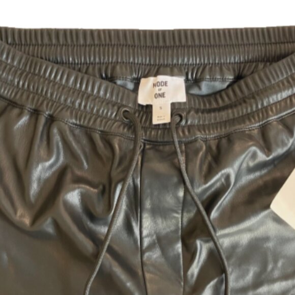 Mode of One Mens Relaxed Fit Faux Leather Pull On Pants in Deep Black Size S - Picture 2 of 8